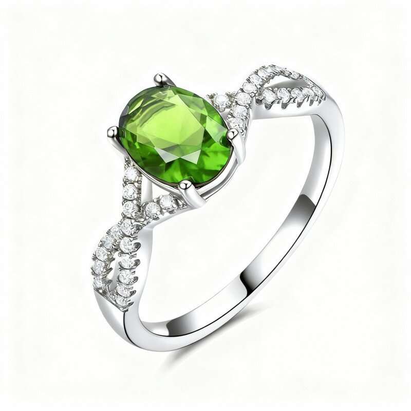 10K White Gold Crystal Ring-1