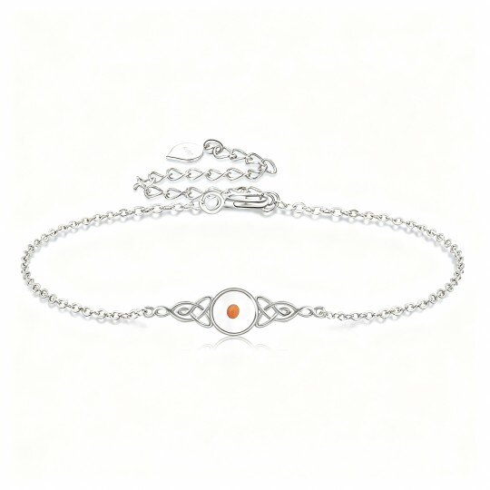 Pulsera con dije redondo de cristal en oro blanco de 10 quilates