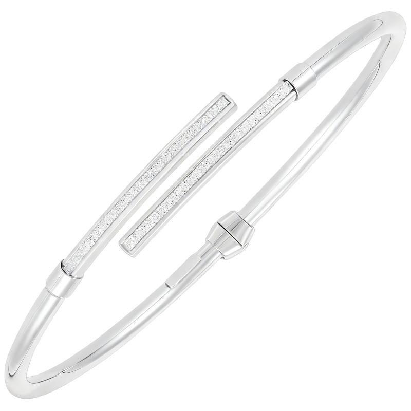 Pulsera tipo brazalete de platino con baño de oro blanco-1