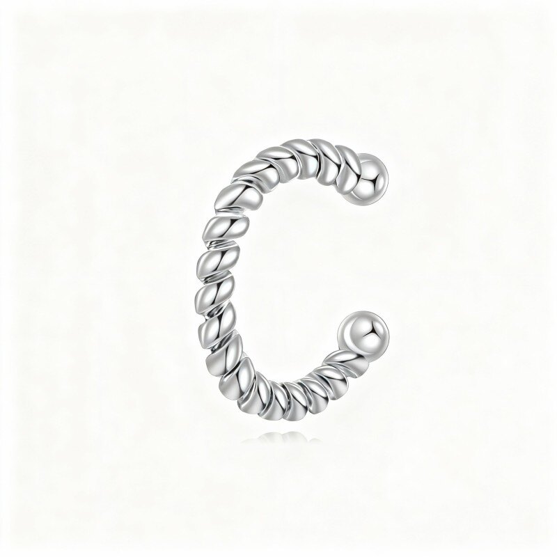 14K White Gold Cuff Earrings-1