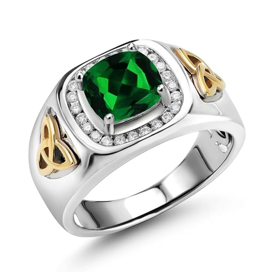 10K White Gold Cushion Cut Wedding Ring for Men