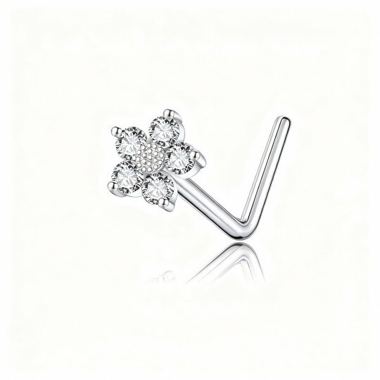 10K White Gold Cubic Zirconia Daisy Nose Ring