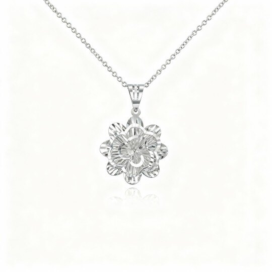 Collar con colgante de margarita de oro blanco de 10 quilates