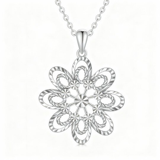 10K White Gold Cubic Zirconia Daisy Pendant Necklace