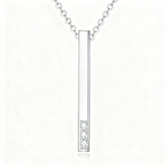 10K White Gold Diamond Bar Bar Necklace