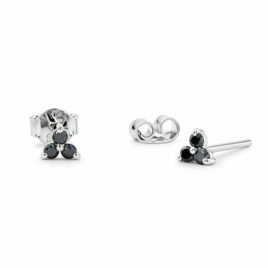 10K White Gold Diamond Black Mamba Stud Earrings