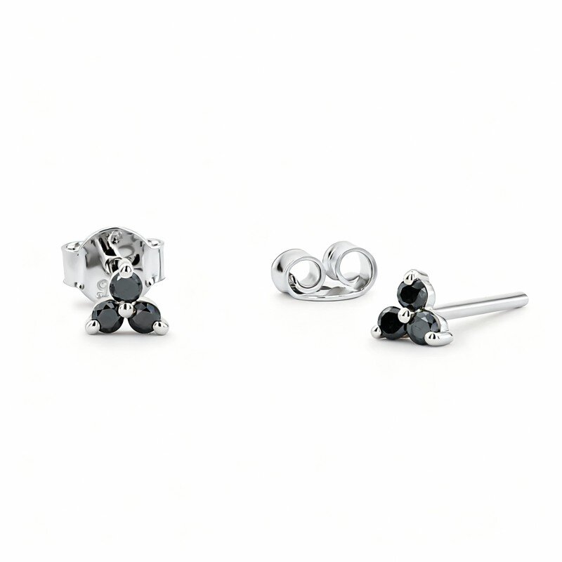 10K White Gold Diamond Black Mamba Stud Earrings-1
