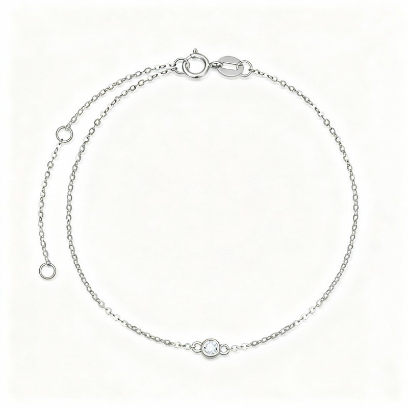 Pulseira com pendente de diamante em ouro branco 10K-8