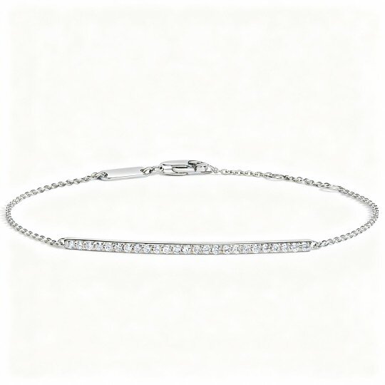 10K White Gold Diamond Charm Bracelet