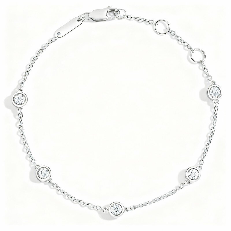 10K witgouden diamanten bedelarmband-5