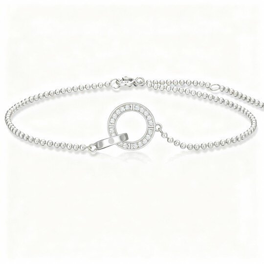 10K witgouden diamanten cirkel bedelarmband