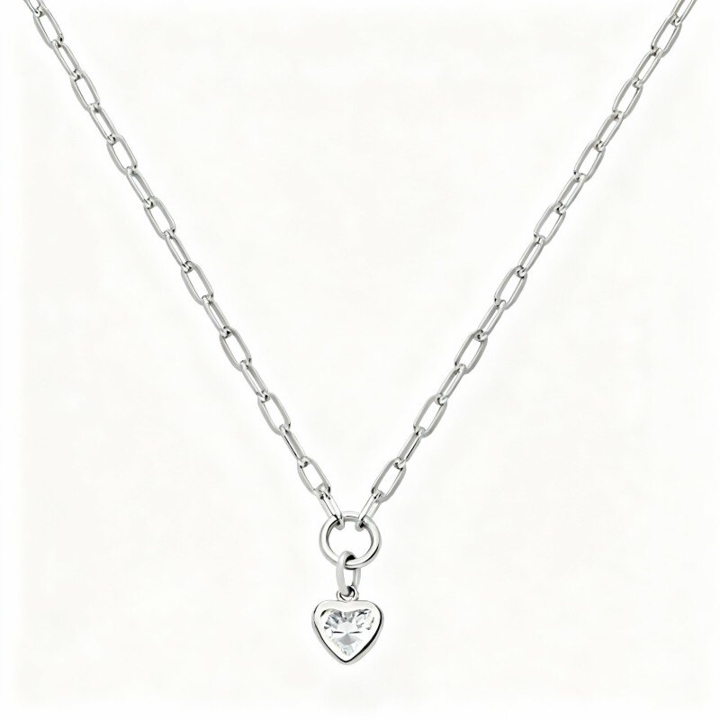 Naszyjnik z platyny i białego złota w kształcie serca z diamentami-1