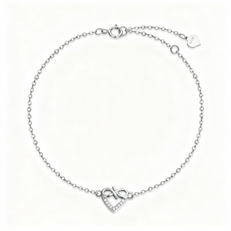 Pulseira com pendente símbolo do infinito em ouro branco 10K e diamantes-11