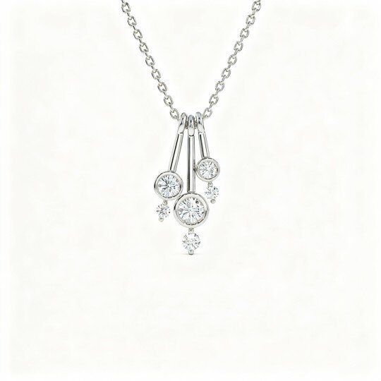 10K White Gold Diamond Pendant Necklace