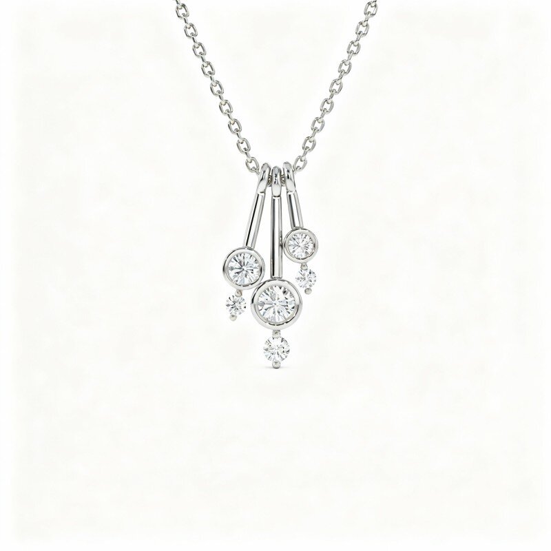 Colar com pendente de diamante em ouro branco 10K-20