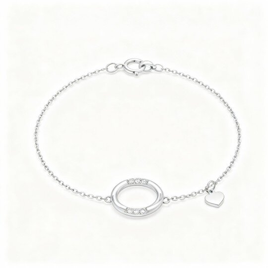 Armband aus 9-karätigem Weißgold mit Diamanten und rundem Anhänger