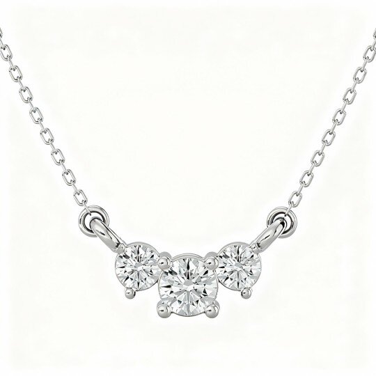 9K White Gold Diamond Round Pendant Necklace