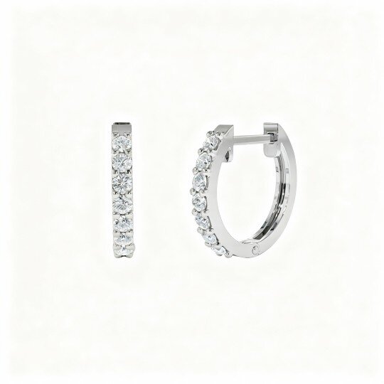 10K White Gold Diamond Sisters Hoop Earrings