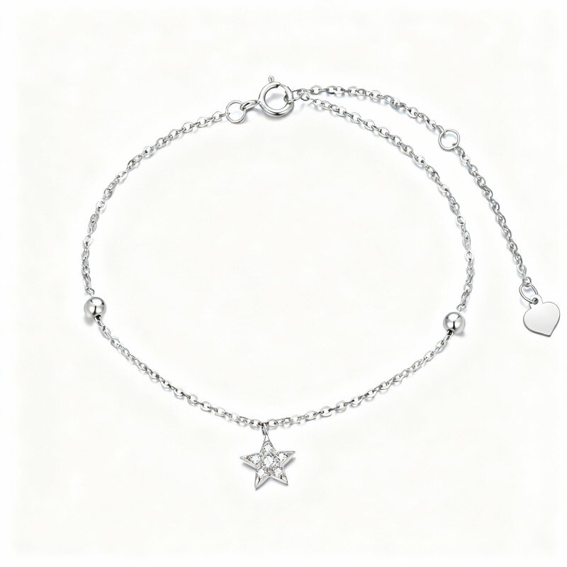 Pulseira com pendente estrela em ouro branco 9K e diamantes-5