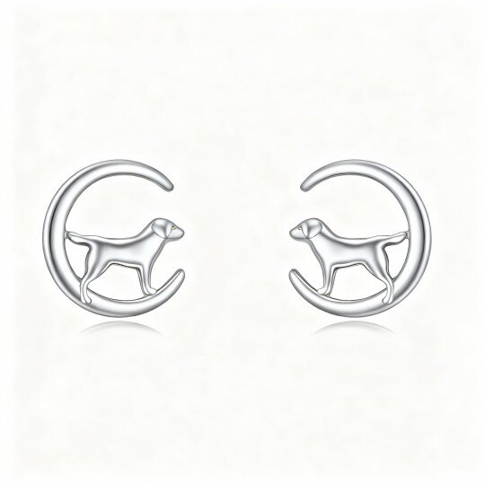 10K White Gold Dog Stud Earrings