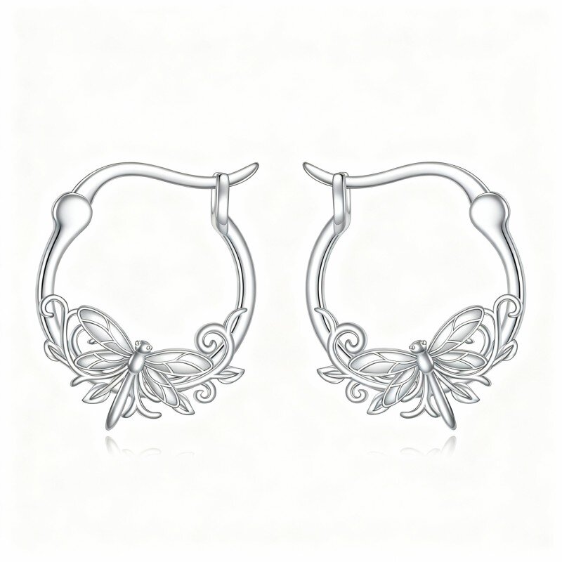 Libellen-Creolen aus 10-karätigem Weißgold-2