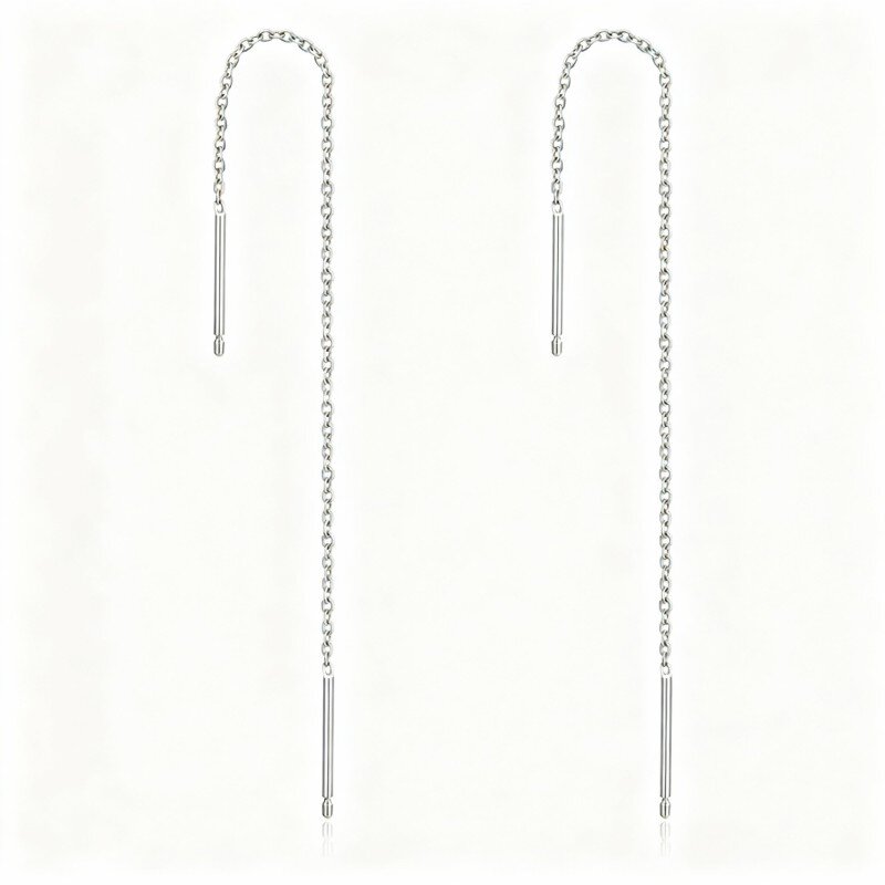 Pendientes colgantes de oro blanco de 10 quilates-1