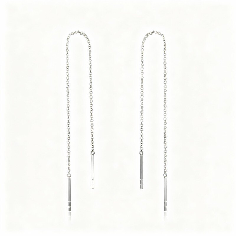 Pendientes colgantes de oro blanco de 18 quilates-1