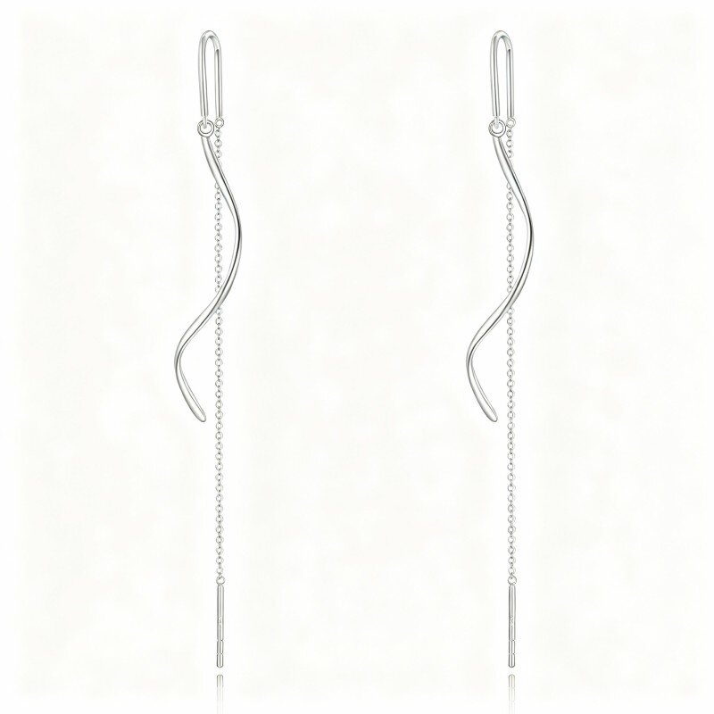 10K White Gold Drop Earrings-16