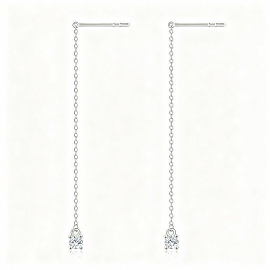 10K White Gold Cubic Zirconia Drop Earrings