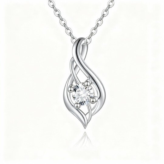 Colar com pendente de cristal em forma de gota em ouro branco 10K