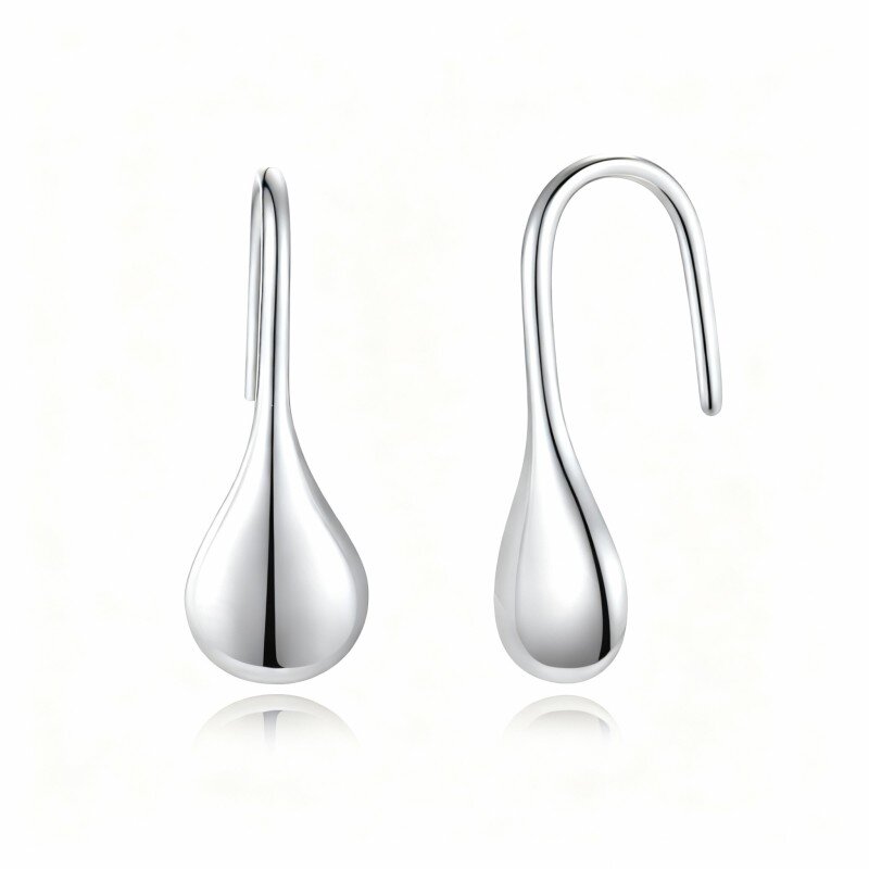 10K White Gold Drop Shape Drop Earrings-10