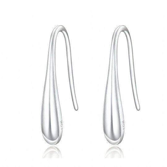10K White Gold Drop Shape Drop Earrings