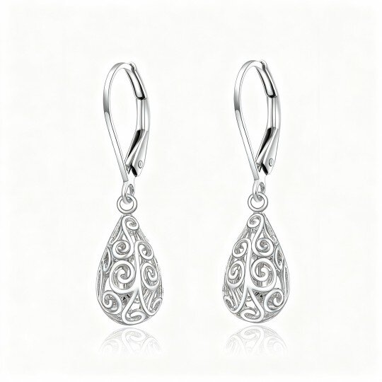 Brincos em forma de gota com filigrana em ouro branco 9K