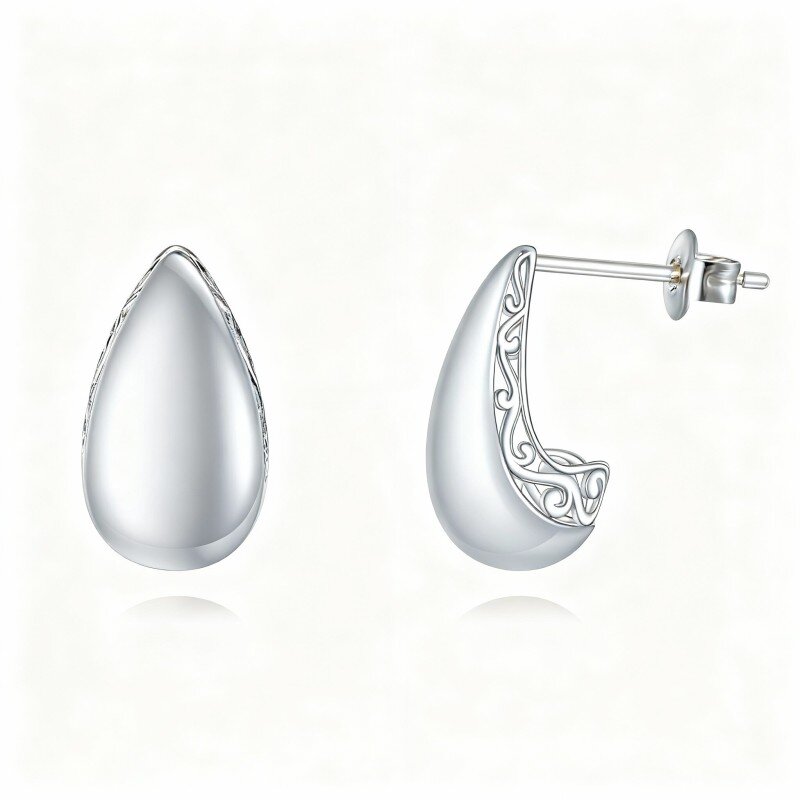 أقراط من الذهب الأبيض عيار 10 قيراط على شكل قطرة-2