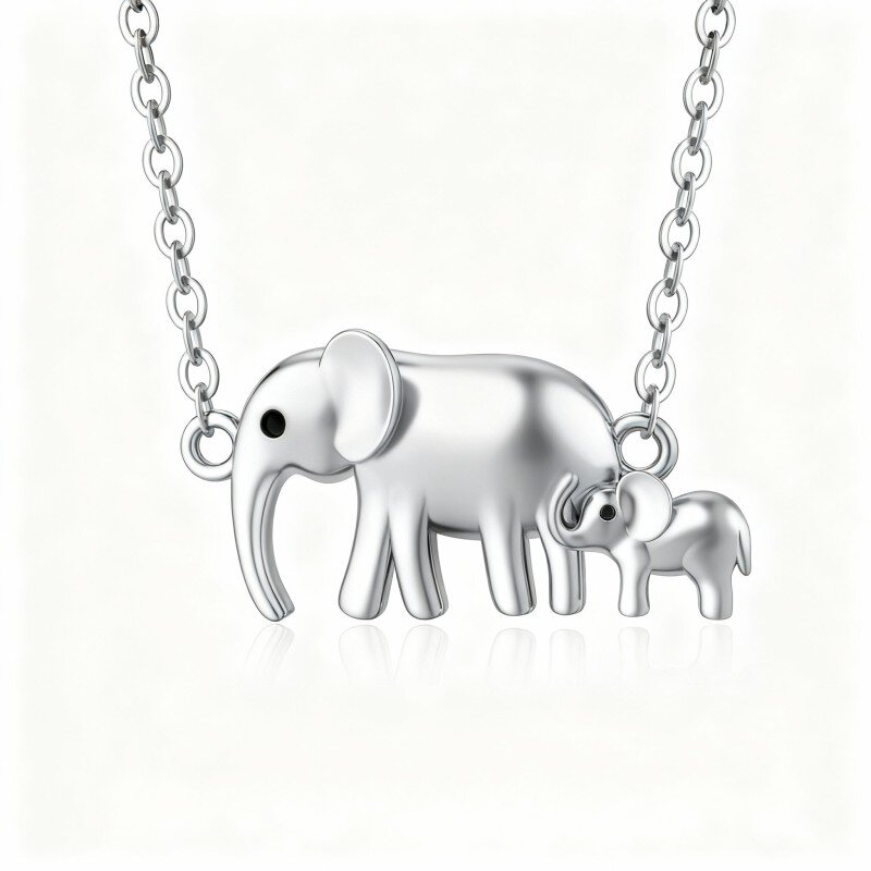 9K White Gold Elephant Pendant Necklace-19