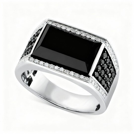 Anel de Noivado para Homem em Ouro Branco 10K