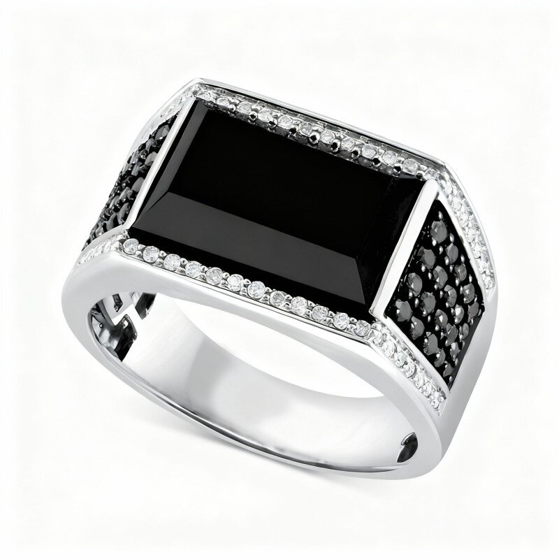 Anel de Noivado para Homem em Ouro Branco 10K-1