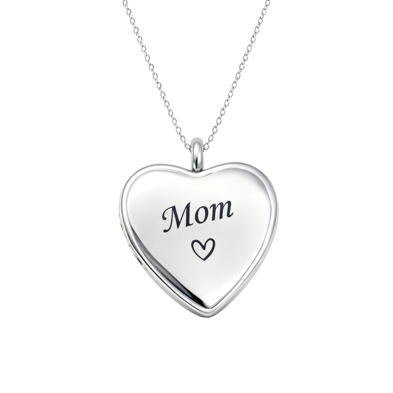 Collar con medallón fotográfico personalizado, grabable y personalizado, de oro blanco de 10 quilates.-1