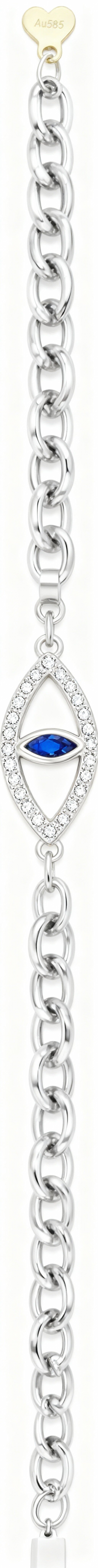10K White Gold Cubic Zirconia Evil Eye Charm Bracelet-1