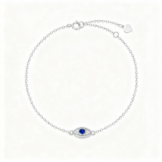 9K White Gold Cubic Zirconia Evil Eye Charm Bracelet