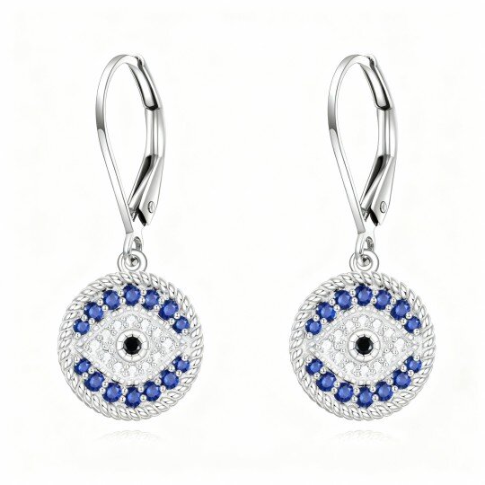 Brincos Olho Grego em Ouro Branco 10K com Zircónia Cúbica