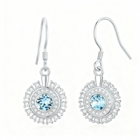 10Kホワイトゴールド キュービックジルコニア イーブルアイ ドロップ イヤリング