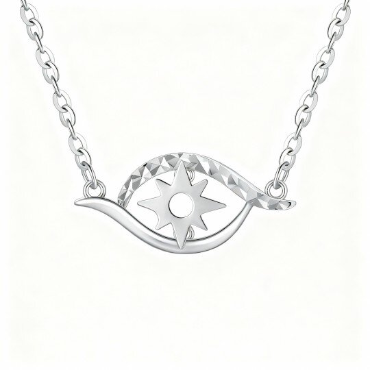 Colar com Pendente Olho Grego em Ouro Branco 10K