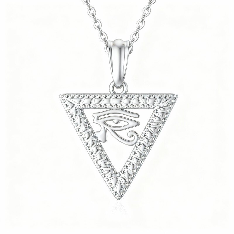 10K White Gold Evil Eye & Triangle Pendant Necklace-13