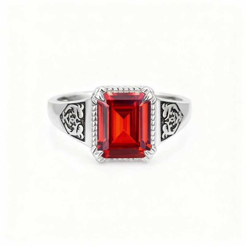 18K White Gold Cubic Zirconia Father & Son & Parents & Children Ring-1