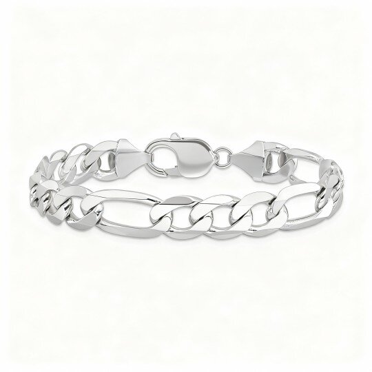 Pulseira Figaro em ouro branco 10K