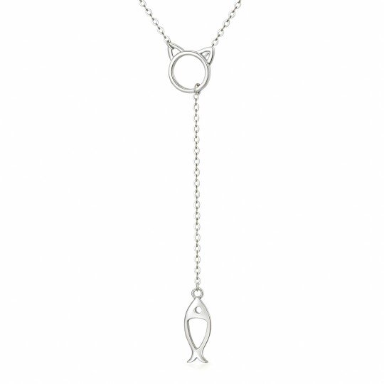 10K White Gold Fish Non-adjustable Y-Necklace