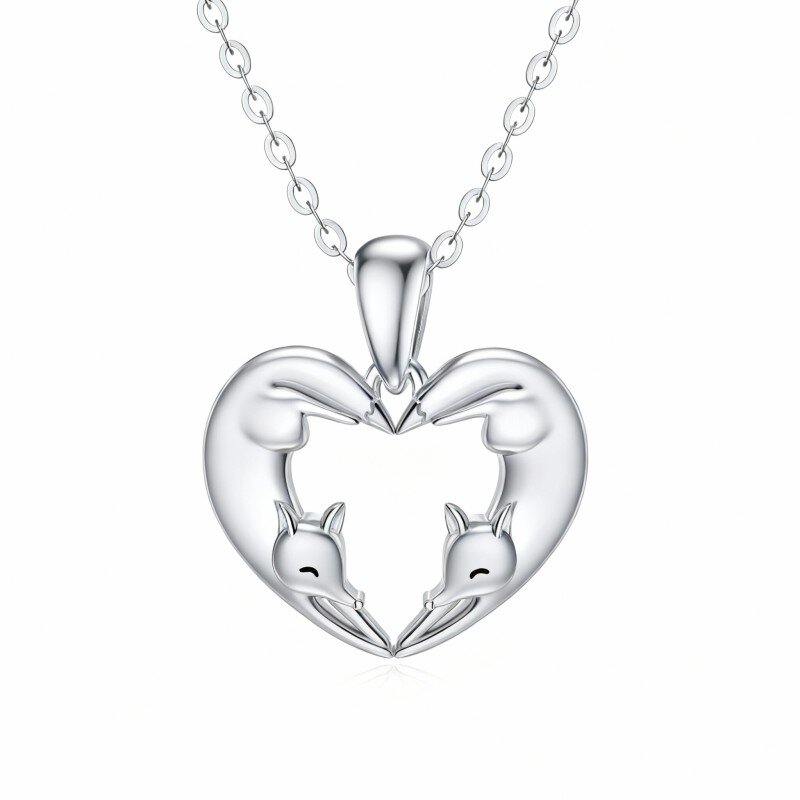 10K White Gold Fox Pendant Necklace-4