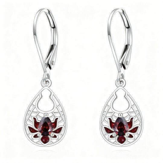 10K White Gold Garnet Snowdrop Drop Earrings