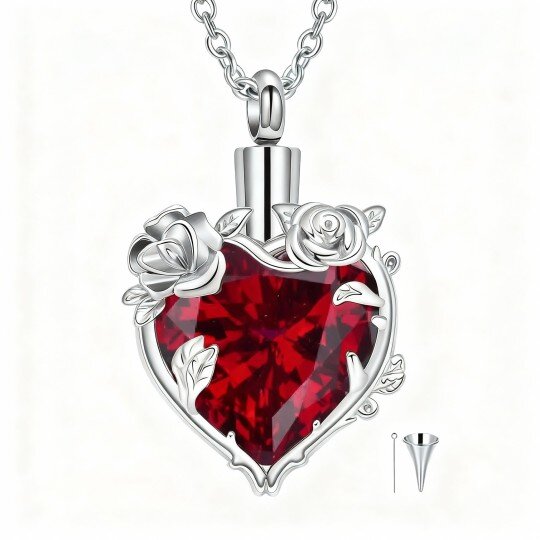 10K White Gold Gemstone Personalized Birthstone Urn Necklace for Ashes